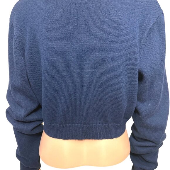 Aeropostale Light Blue Navy Blue Argyle Style Crop Top Cardigan Sweater Size XLG - Picture 3 of 8
